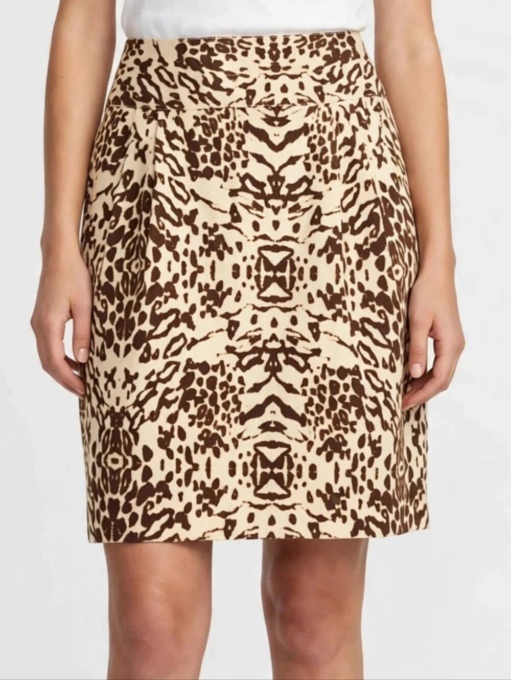 Banana Republic Heritage Leopard Print Pencil Skirt Size 12 Linen Blend Lined